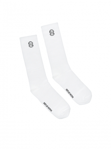 White socks with ribbed top and logo KAI
