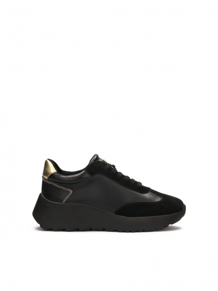 Ladies' black sneakers on an elevated sole INESSA