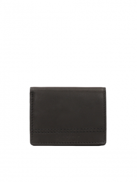 Black leather wallet in minimal style EVANN
