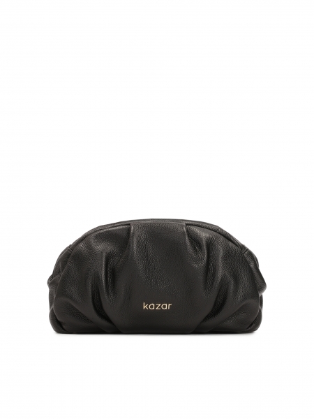 Schwarze Leder Clutch Handtasche MARLOW