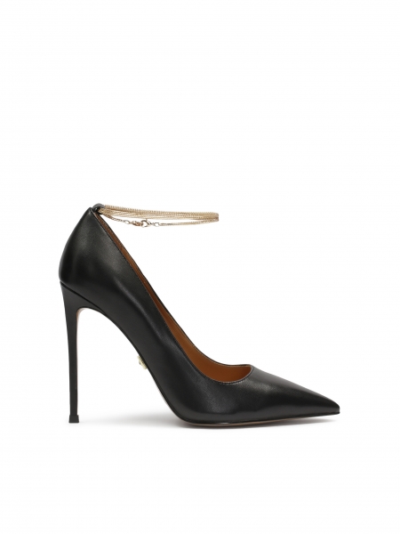 Black pumps with an ankle chain detail WILLET
