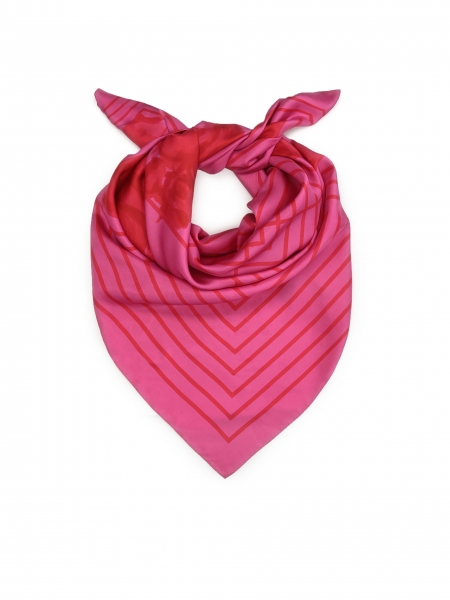 Elegant large silk scarf with floral motif SEYNA L