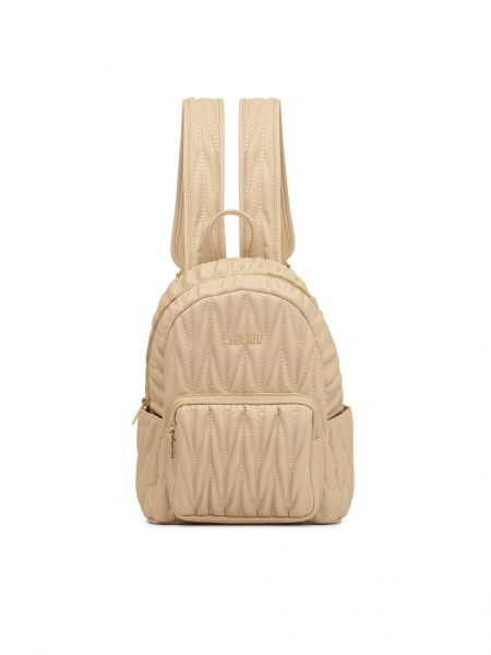 Quilted beige grain leather backpack  MOXIE