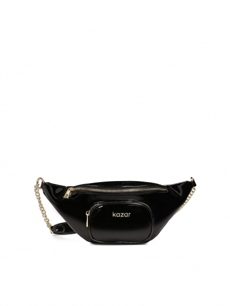 Lacquered chain hip bag with leather insert TEIDE