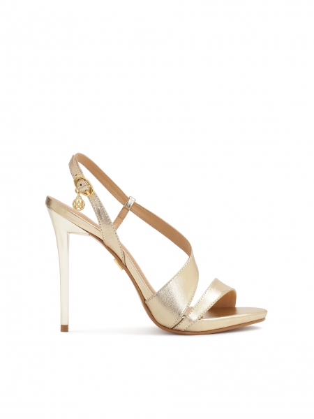 Gold leather heeled sandals TERRY