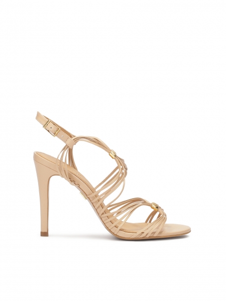 Elegant beige sandals on a slender stiletto heel  MEGAN
