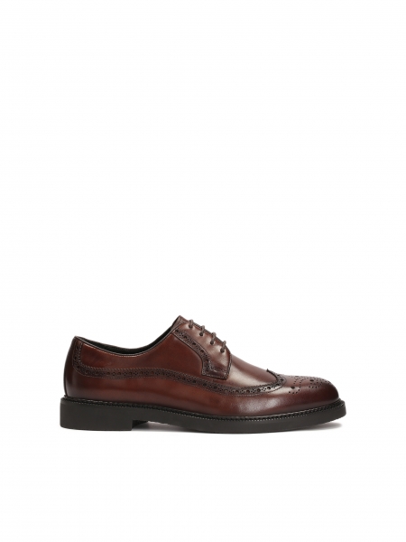 Elegant brown leather half shoes with rosette decoration  DENNISS