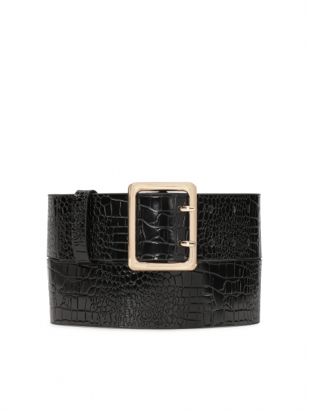 Wide leather strap with two rows of holes ROMMY