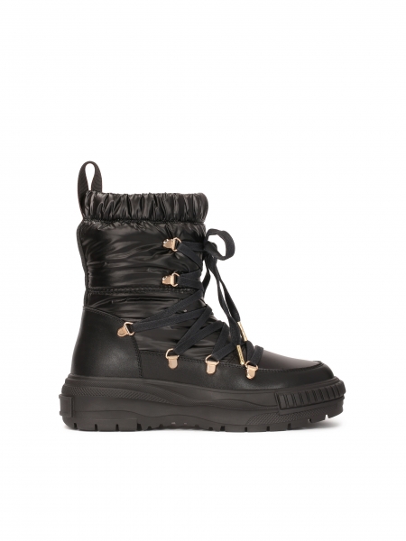 Black fabric and grain leather snow boots VANDVIEW