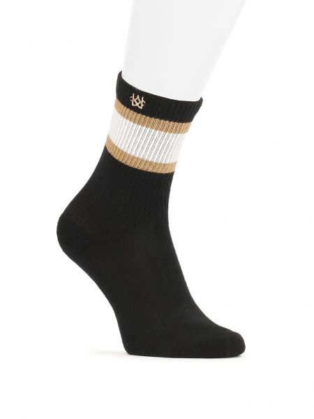 Zwarte sokken van hoogwaardig gekamd katoen TANEY
