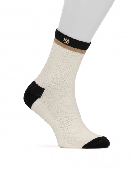 Comfortabele witte sokken versierd met goudkleurig monogram KAZAR MARIES