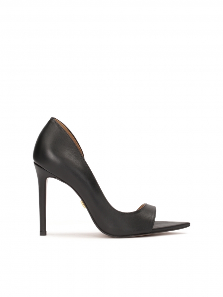 Black peep toe pumps with pointed nose IRINA