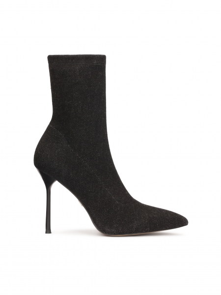 Denim black boots on a thin stiletto heel  ANNADA