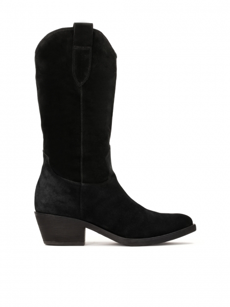 Suede cowboy boots with a low heel MALENE