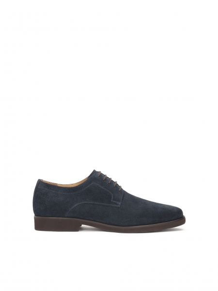 Navy blue suede half shoes in minimalist style  DORUSS