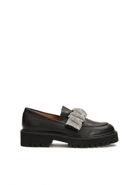 Black half shoes with interchangeable decorative straps ESSEN