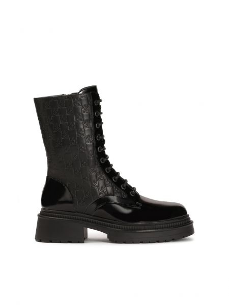 Black boots with embossed pattern on leather DIVERNON