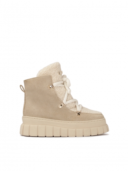 Beige suede snow boots with synthetic fur  SINNA
