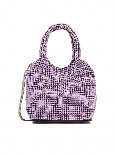 Purple handbag covered with zircons SHINE