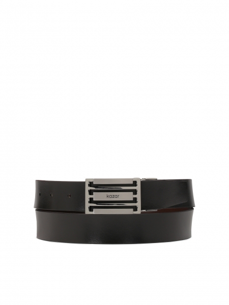 Leather double-sided belt with large buckle NICOLLINO