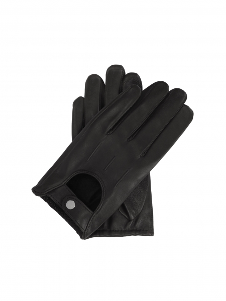 Czarne rękawiczki samochodowe z miękkiej skóry  GALLIA