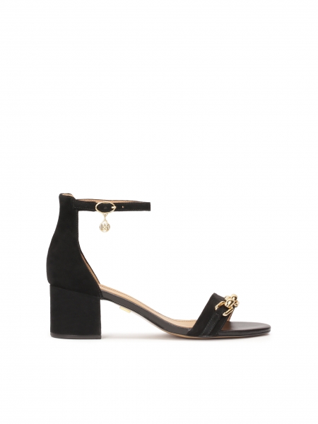 Suede sandals with covered heel and low heel TANZANY