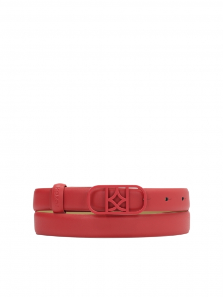 Red narrow belt with a striking buckle  NOLLY