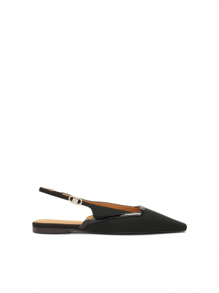 Black flat sole pumps with extended front SELINE