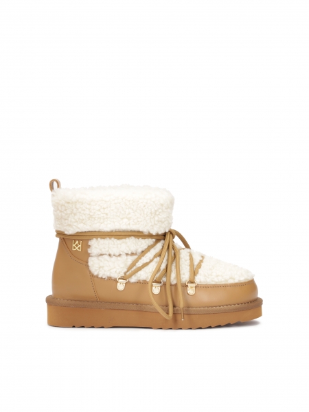 Brown and cream women's snow boots ZULA