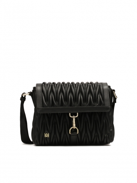 Black belt handbag decorated with a three-dimensional crease SUZZY