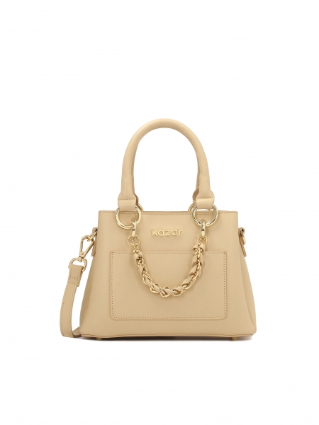 Elegant beige handbag and shoulder bag ROSANNE S