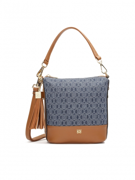 Practical leather and fabric postbag with monograms KAZAR TINSEL