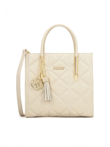 Elegant handbag with decorative key ring  LEXIE