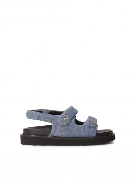 Blue denim fabric sandals with velcro closure DESIRE