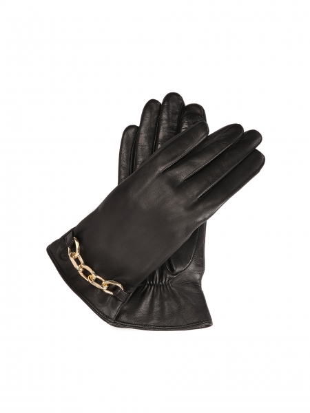 Leather gloves with decorative chain  VIVA
