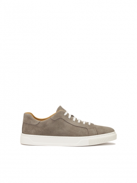 Minimalist suede sneakers in taupe color AJAKS