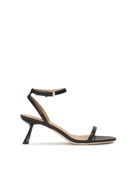 Minimalist black sandals with a fashionable heel  FLORENCE