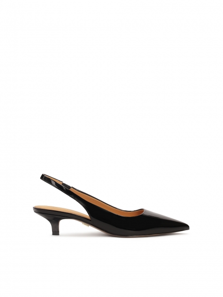 Lacquered black low-heeled pumps  IRIA