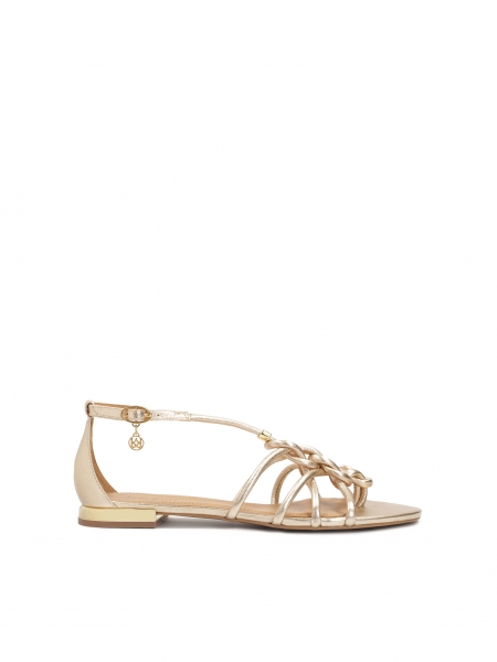 Gold flip flop sandals with intertwined straps MADDIE