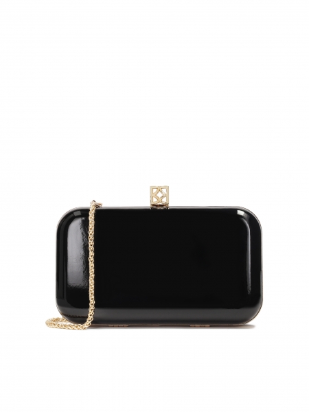 Elegant patent leather clutch bag in black color  LOUISE