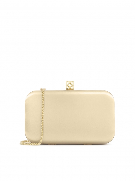 Beige clutch bag with eye-catching clasp  LOUISE
