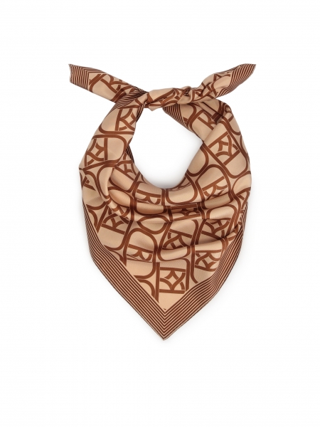 Square silk scarf in neutral color RAVELA
