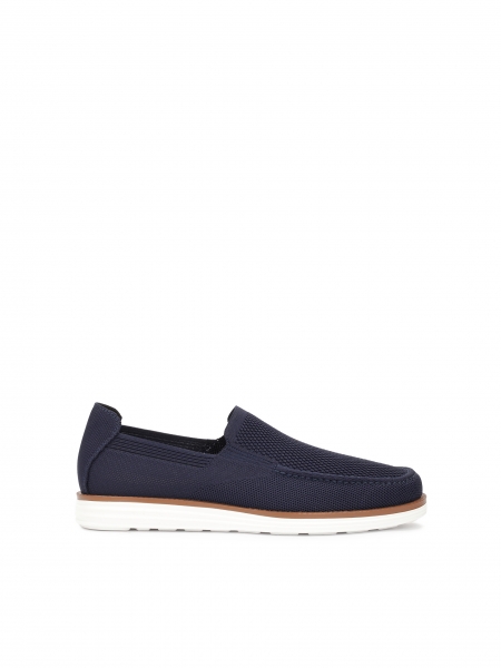 Navy blue slip on shoes in stretch fabric TOMPEL