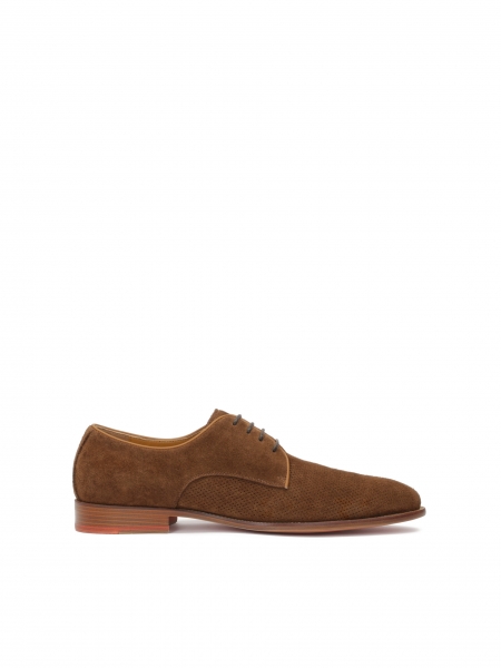 Brown suede half shoes decorated with perforations IDDROS