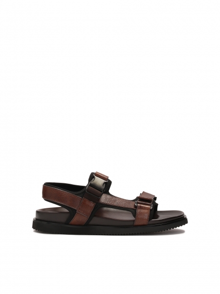 Komfortowe skórzane sandały w brązowym kolorze  LUDVIC