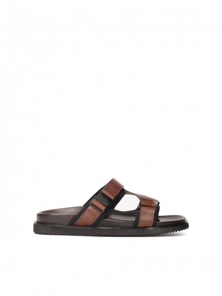 Brown leather flip-flops LUDVIC