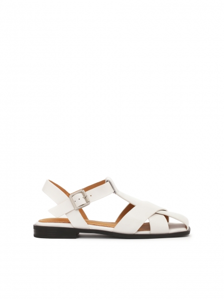 White sandals with a strap overshadowing the toes MANORI