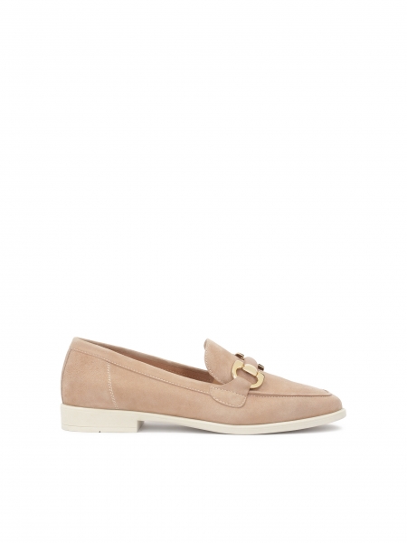 Pink suede half shoes with flat heel JANETTE