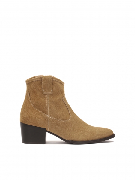 Light brown suede boots in cowboy style BREEZE
