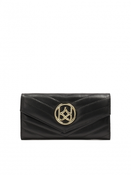 Oblong leather wallet with metal decoration MOINES